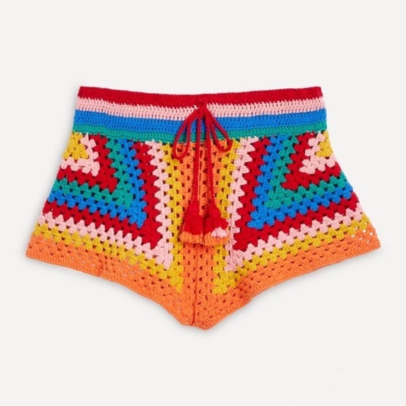 FARM Rio Striped Scarf Crochet Shorts XS NWT - Picture 13 of 16